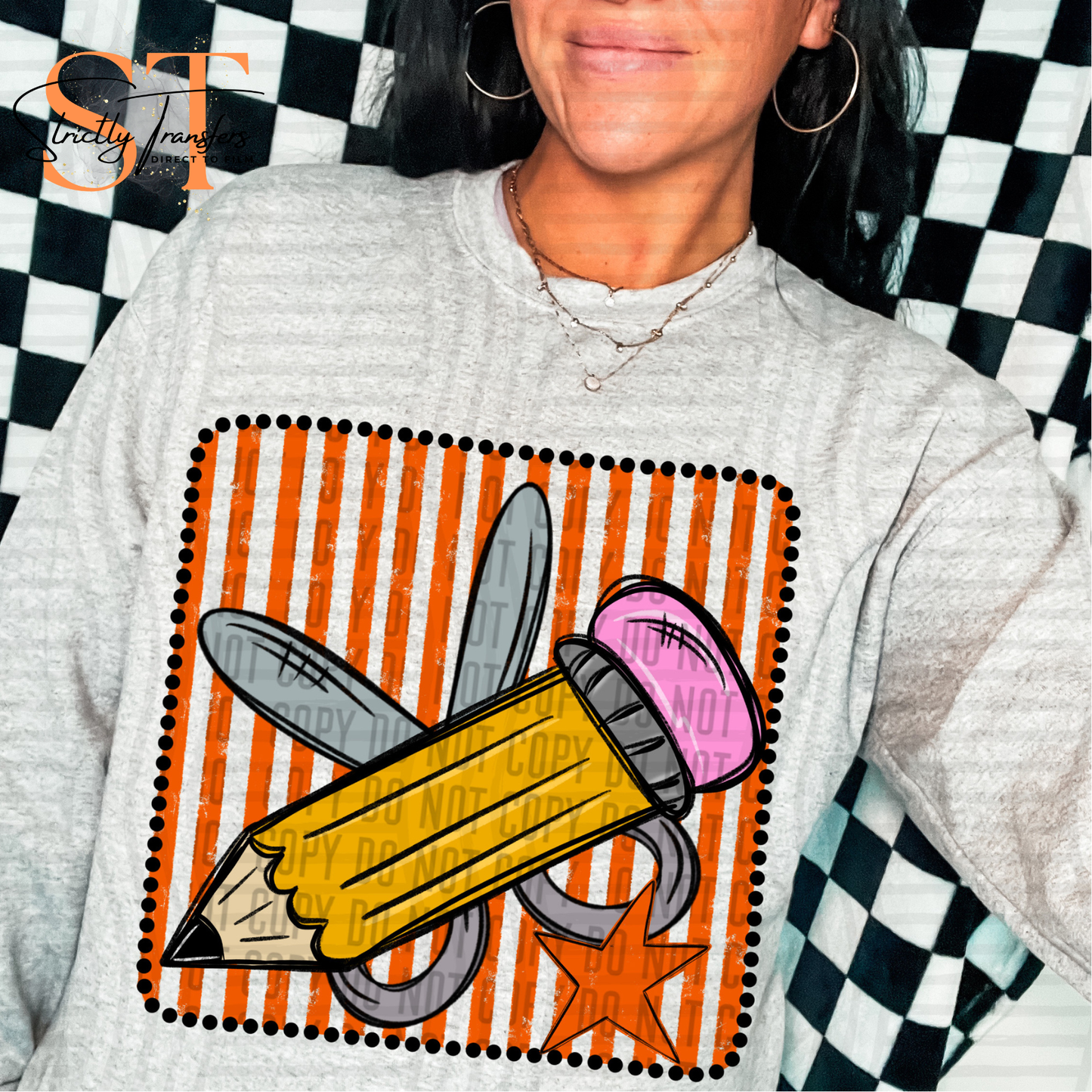 Distressed Pencil Squares- Multiple Colors Direct to Film Transfers