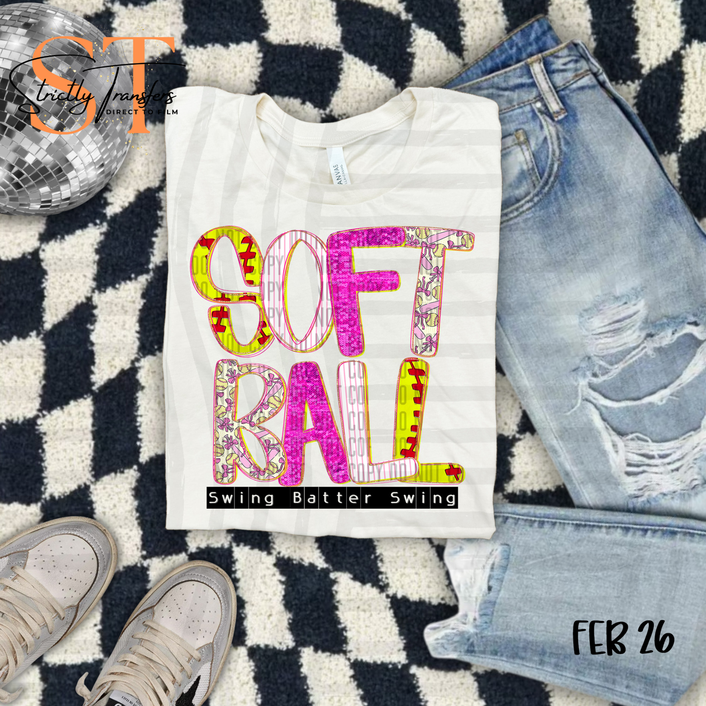 Softball Bright- 2 options Direct to Film Transfers