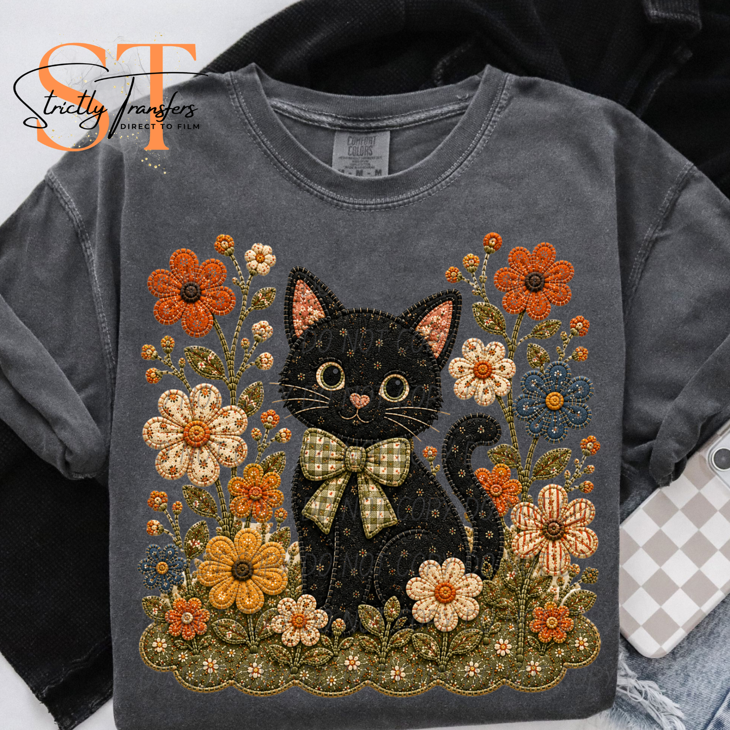 Cat & Flowers Direct to Film Transfers