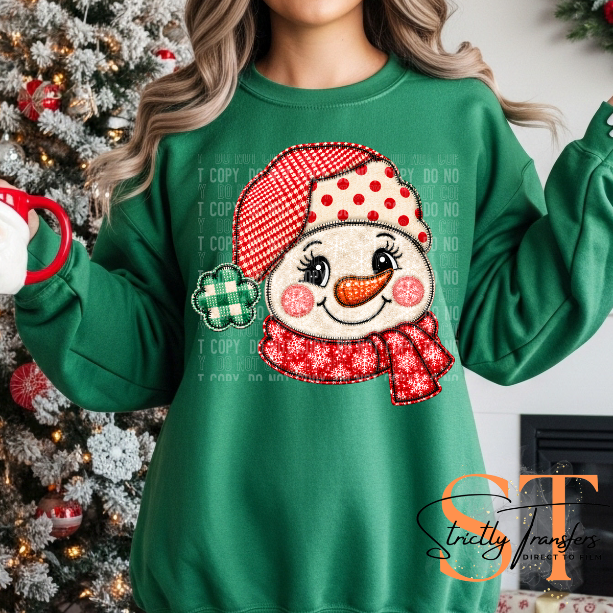 Snowman Faux Embroidery Direct to Film Transfers