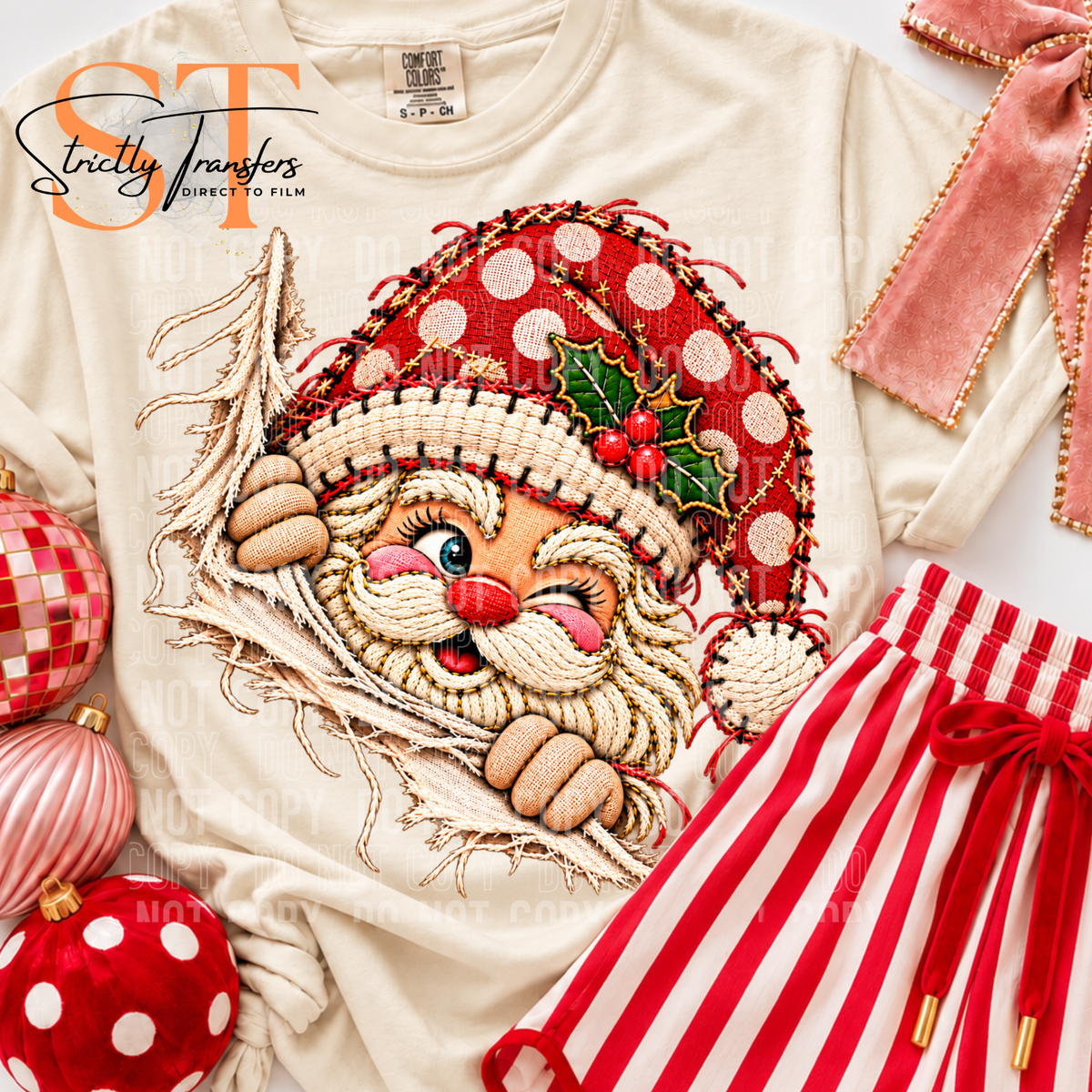 Faux Fabric Santa Direct to Film Transfers