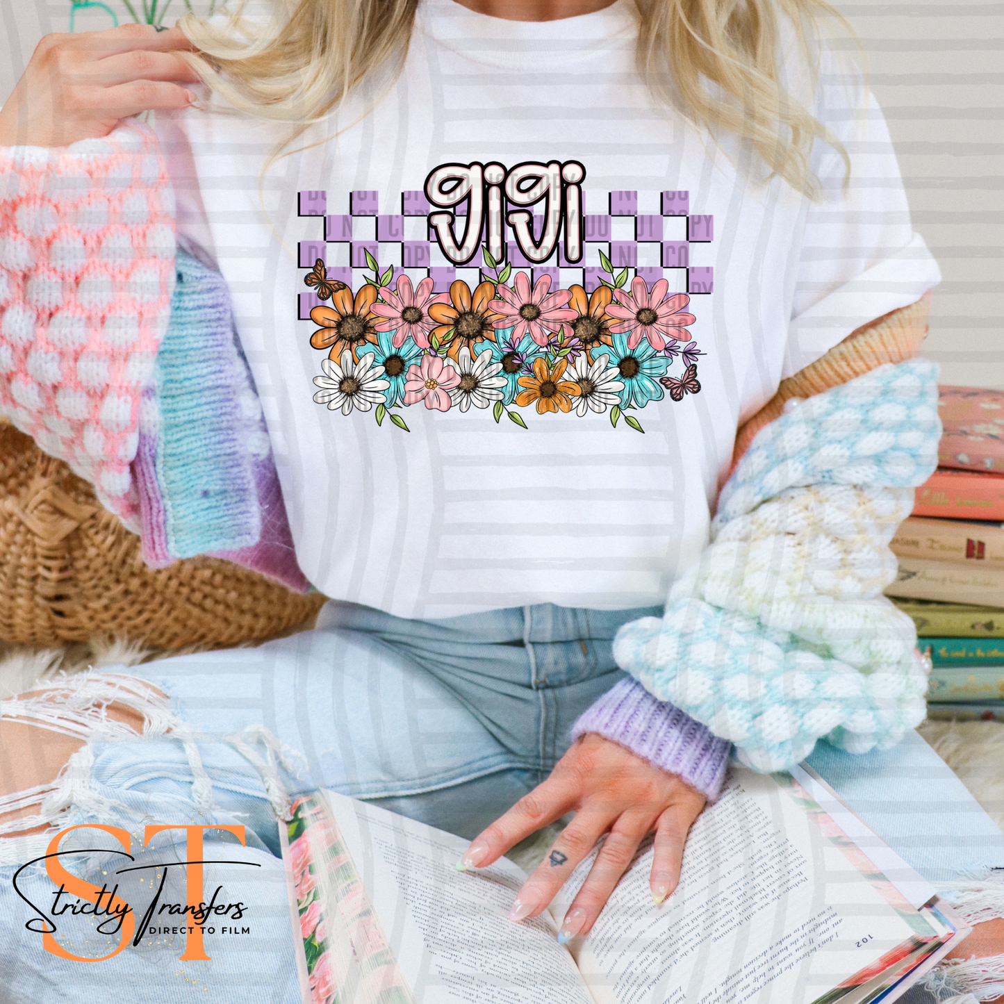 Gigi Checkered Floral Direct to Film Transfers