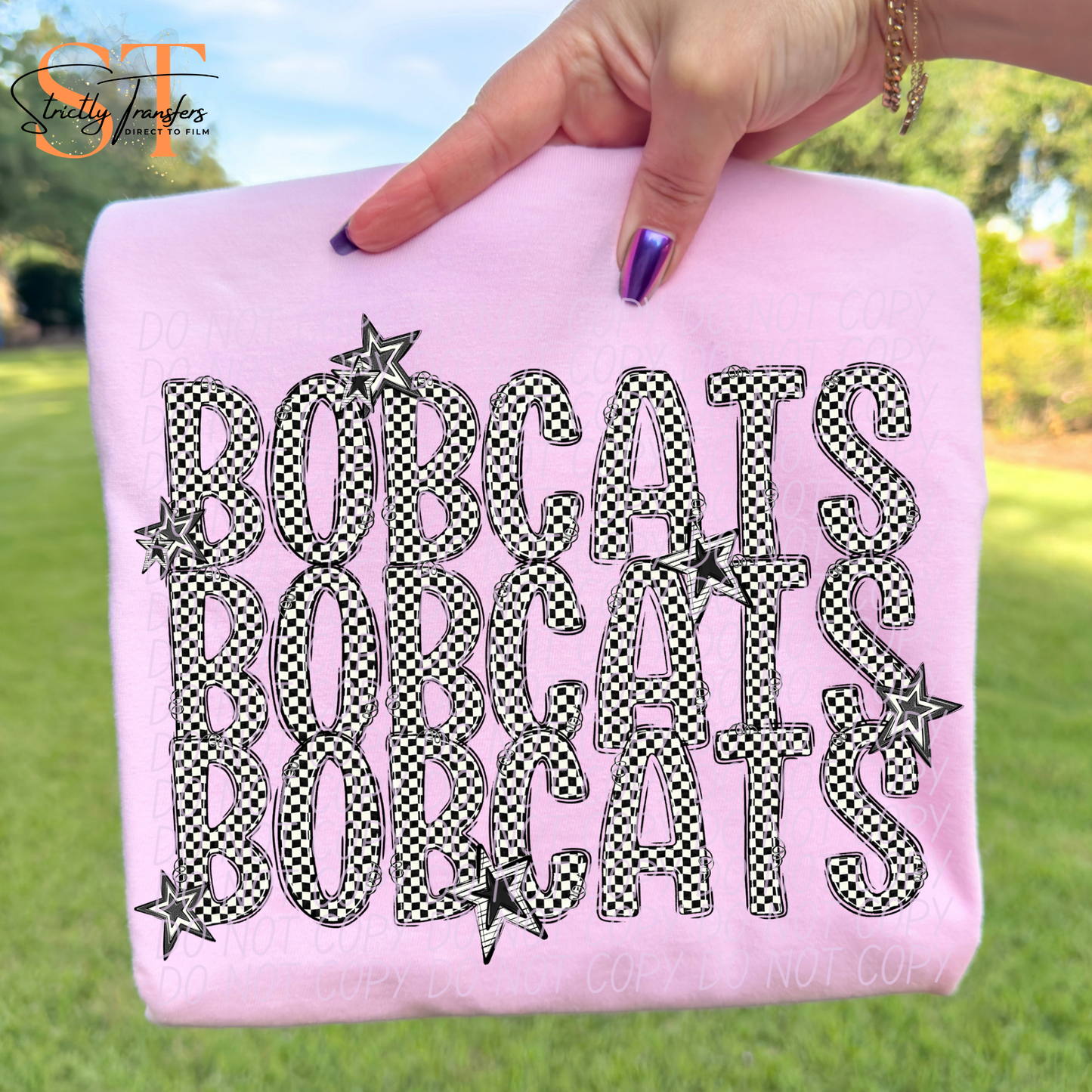 Bobcats Checkered Stacked Direct to Film Transfers
