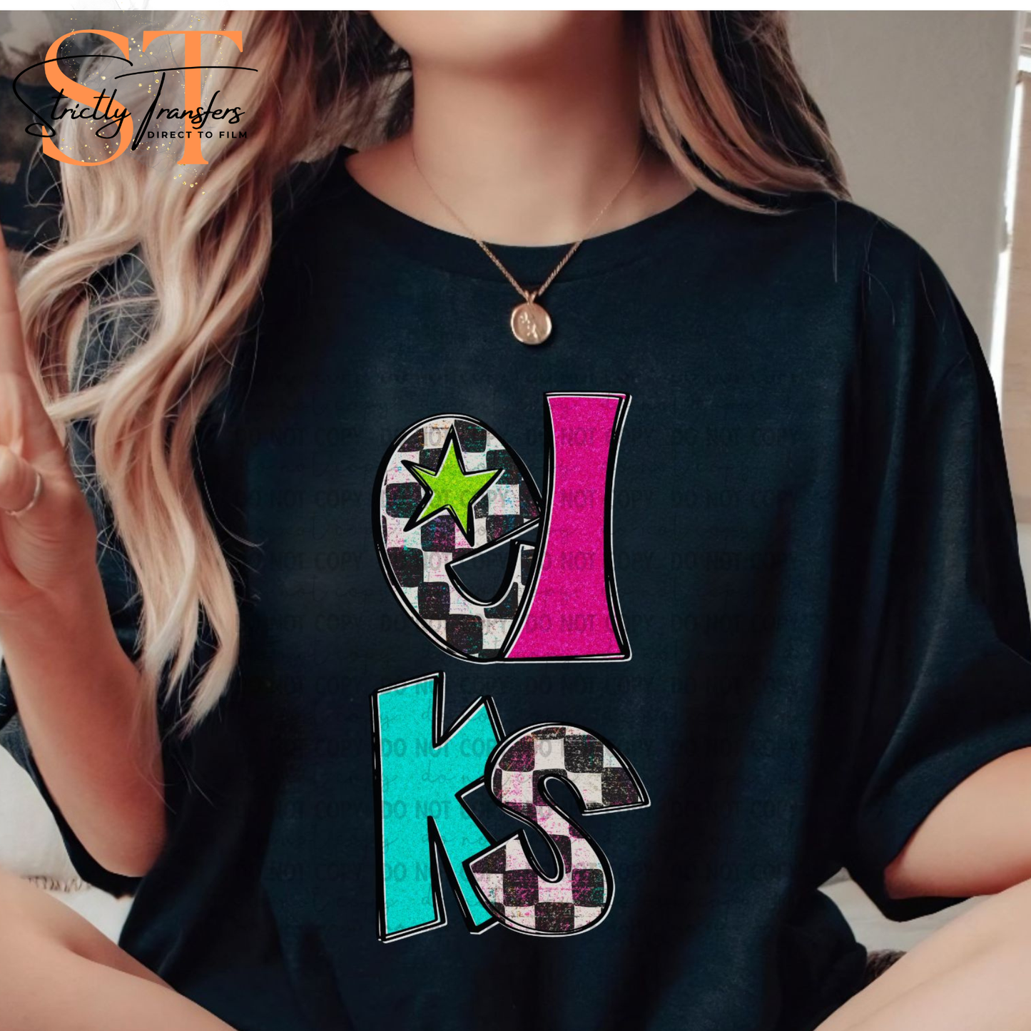 Elks Bright Checkered Direct to Film Transfers