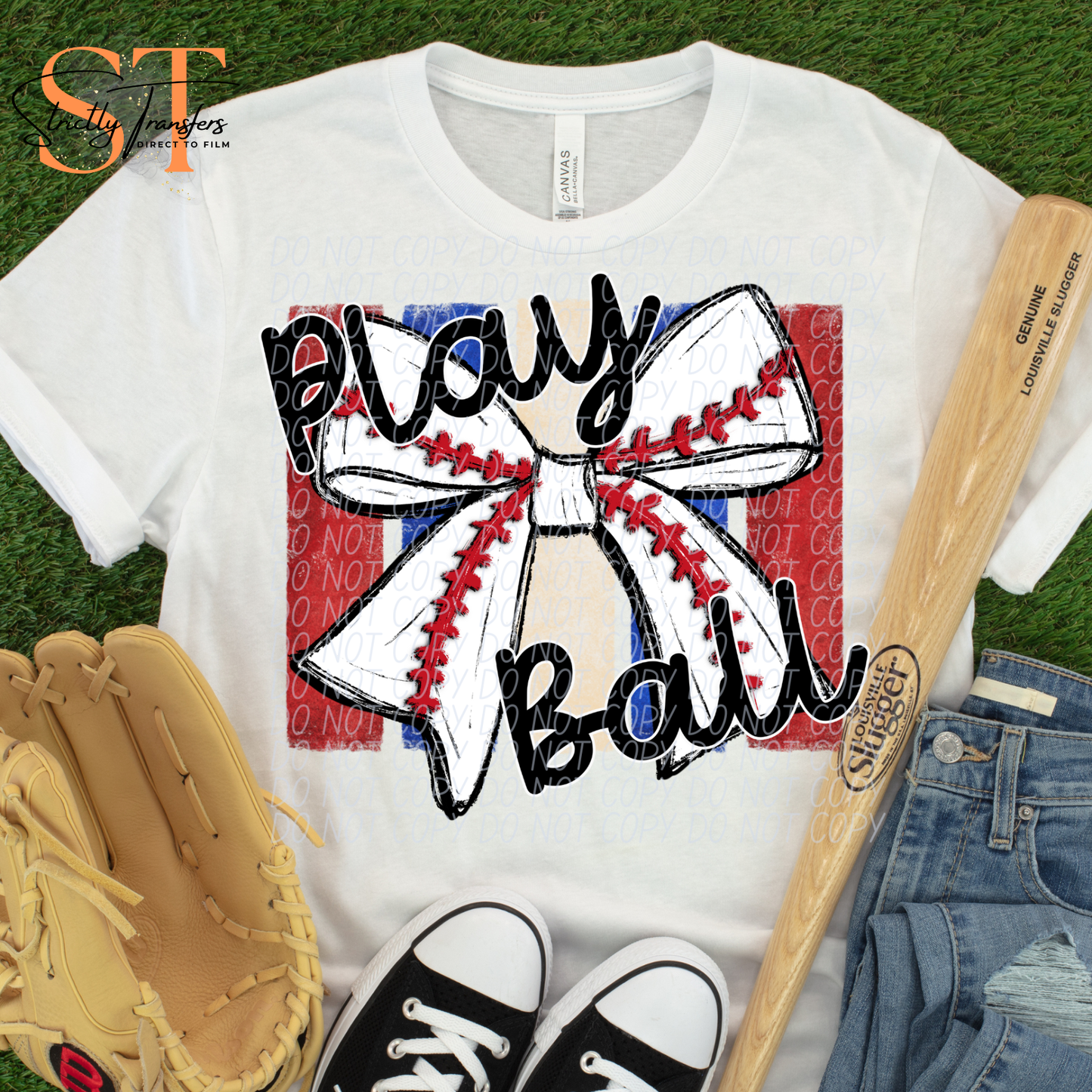 Play Ball Baseball Bow Direct to Film Transfers
