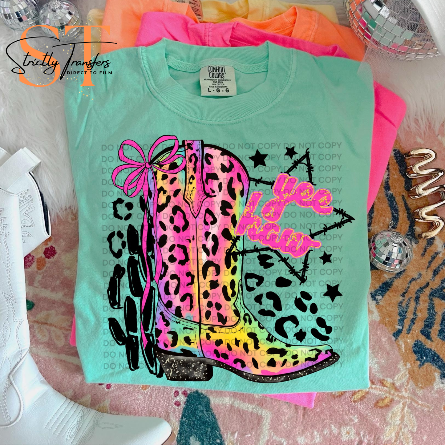 Yee Haw Leopard Boot Direct to Film Transfers