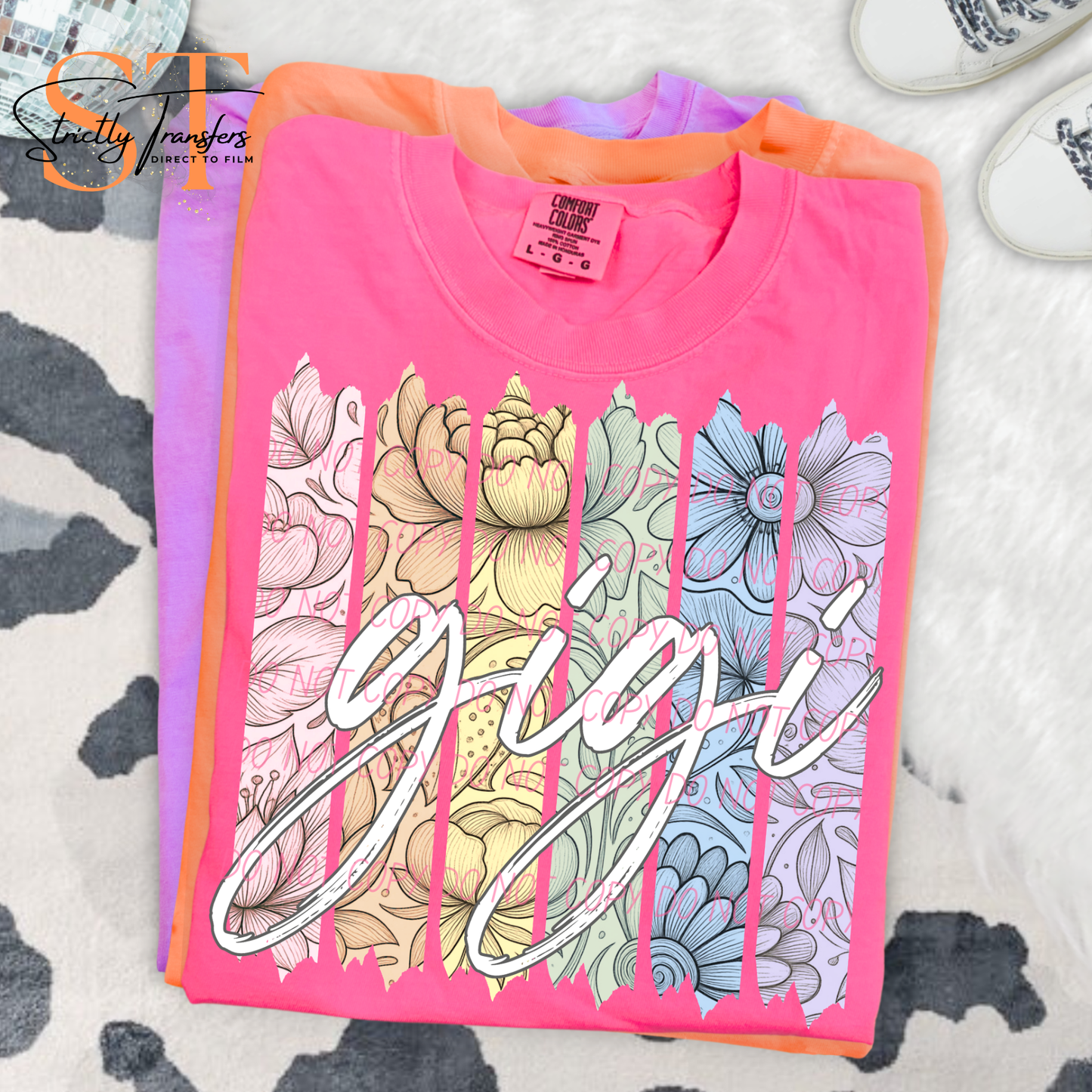 Gigi Rainbow Floral Direct to Film Transfers