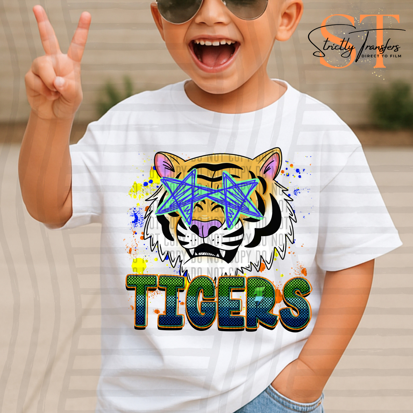 Tigers Paint Splatter Star Eyes Direct to Film Transfers