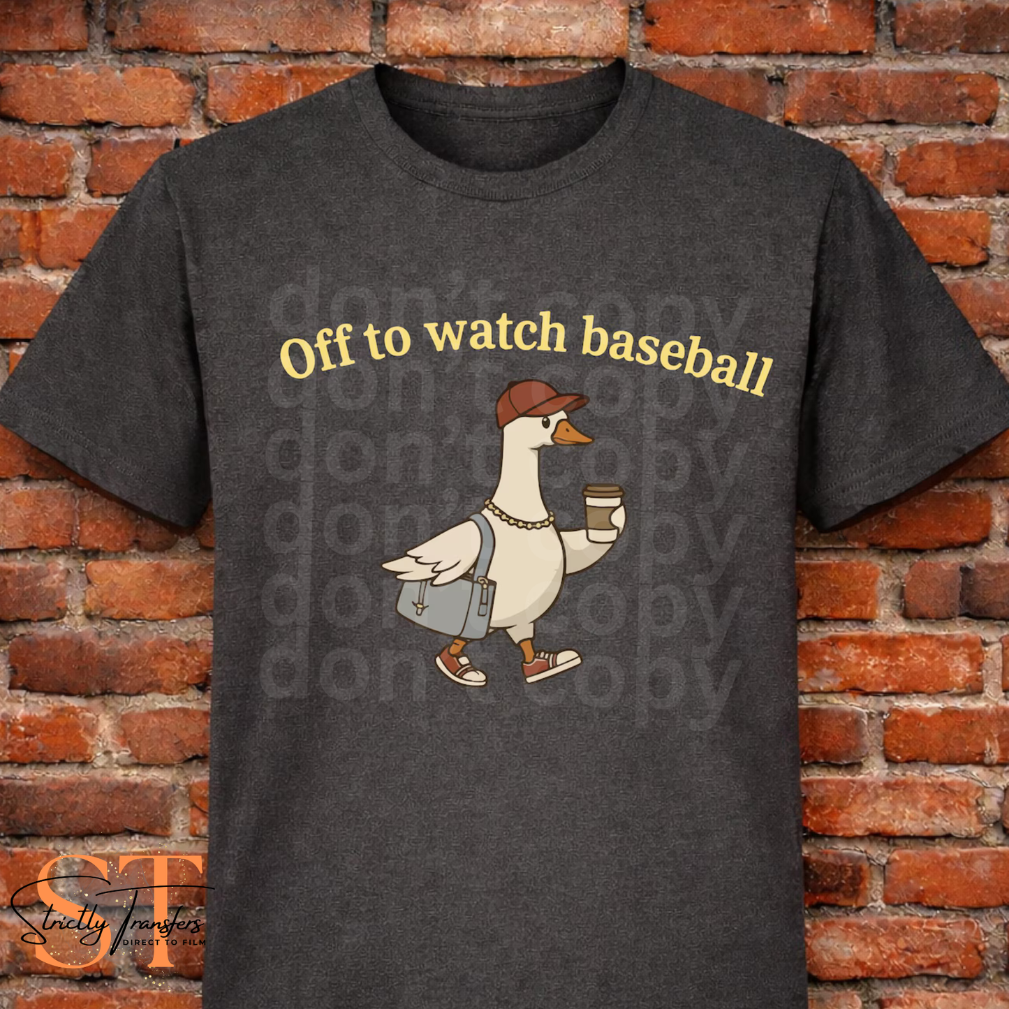 Off to Watch Baseball - 2 colors Direct to Film Transfers