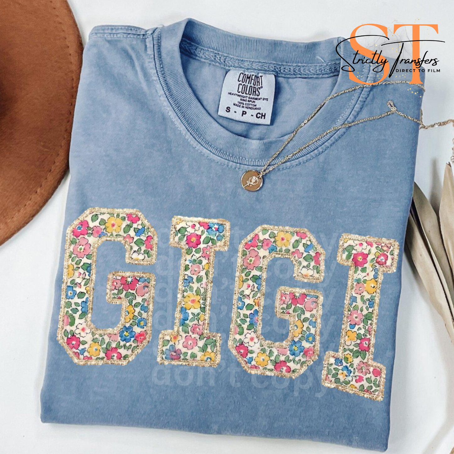 Gigi Faux Stitched Floral Direct to Film Transfers