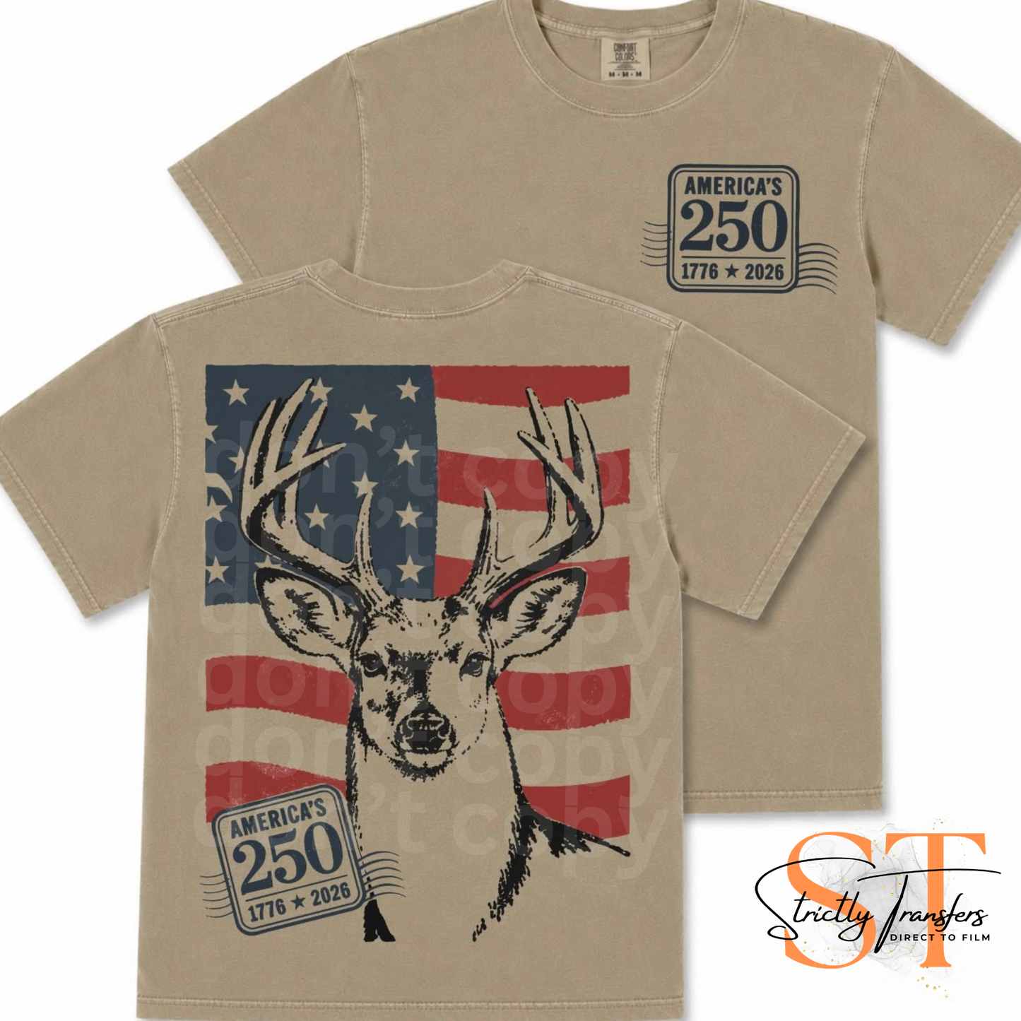 America's 250 Deer - pocket detail included Direct to Film Transfers