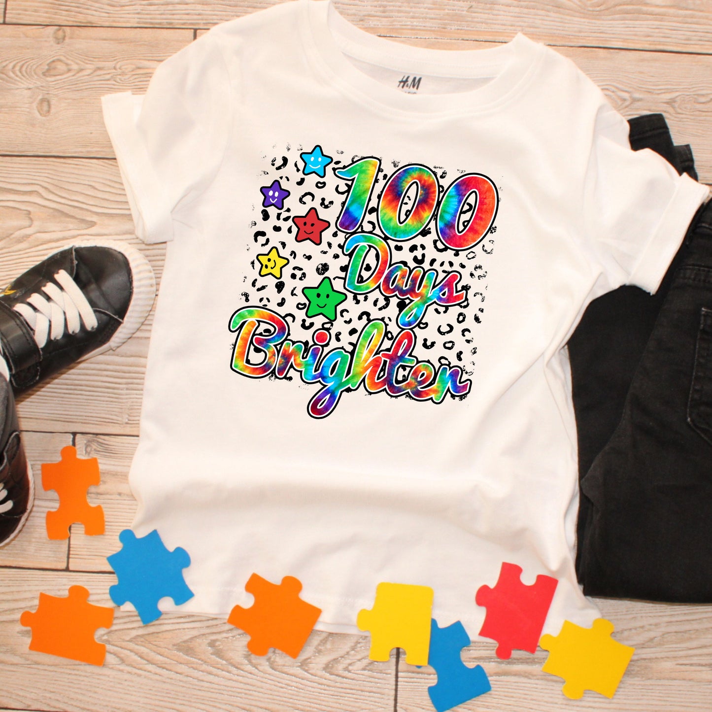 100 Days of School Tie Dye Leopard Direct to Film Transfer