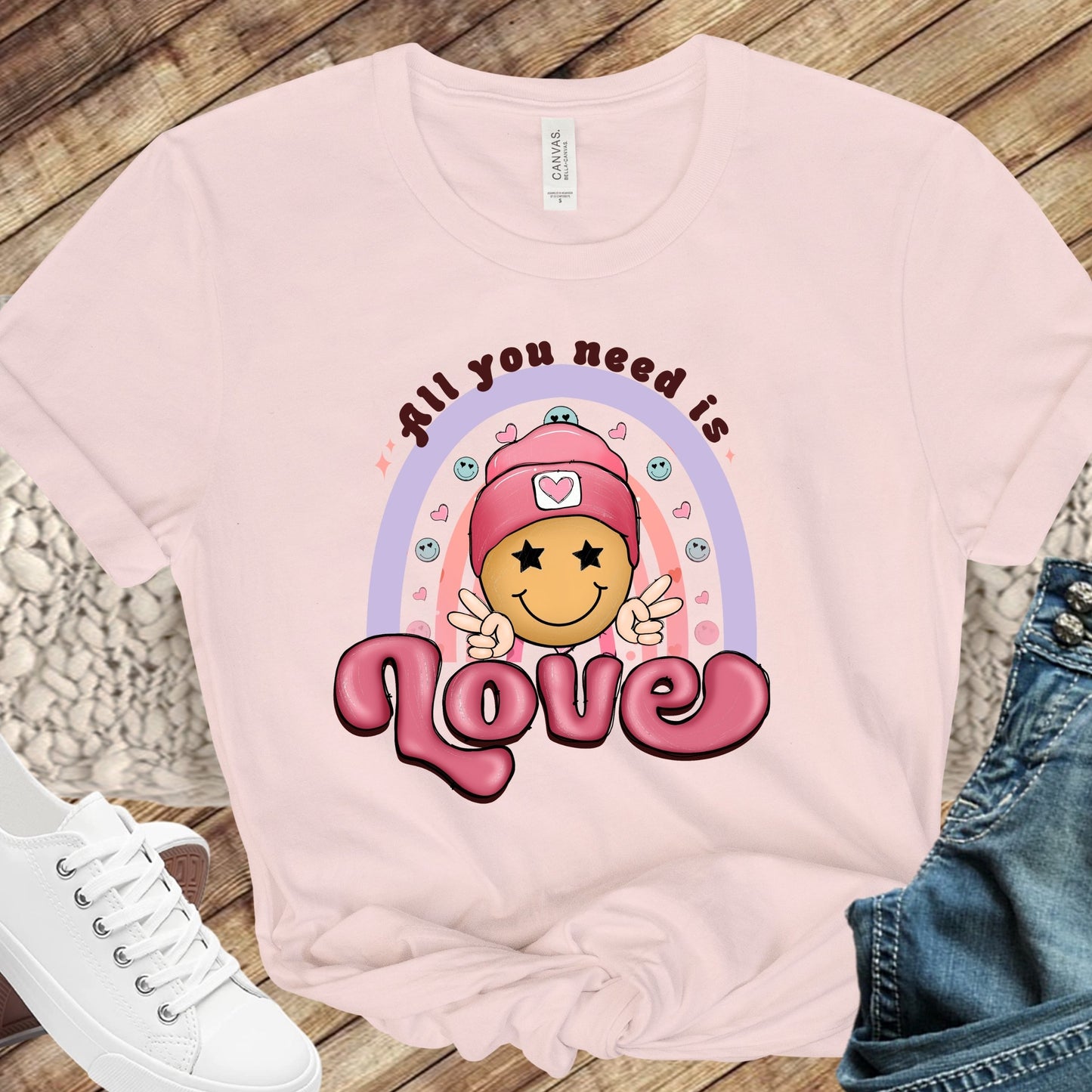 All you need is LOVE Rainbows Peace Direct to Film Transfer