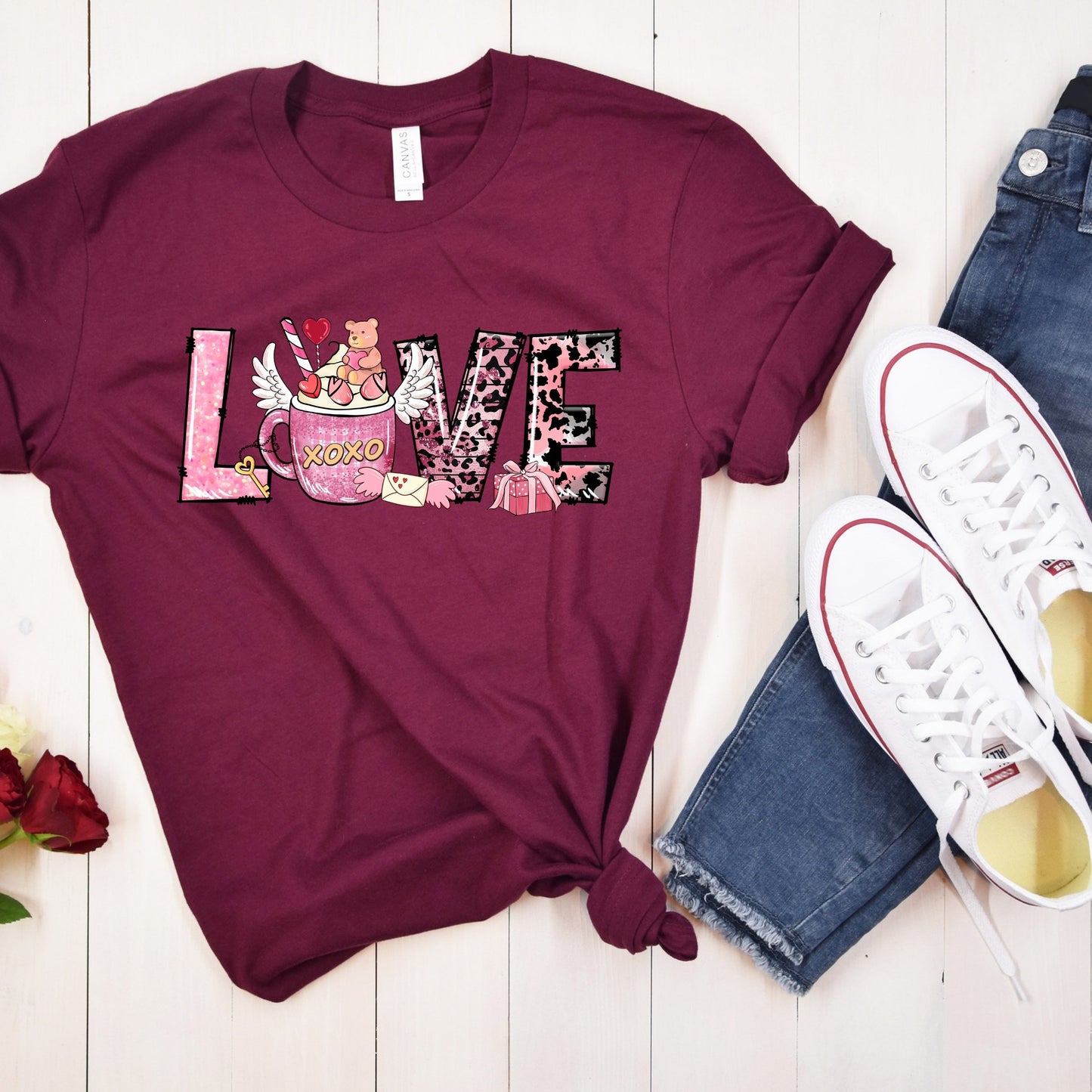 LOVE Coffee Leopard Print Valentine's Day Direct to Film Transfer