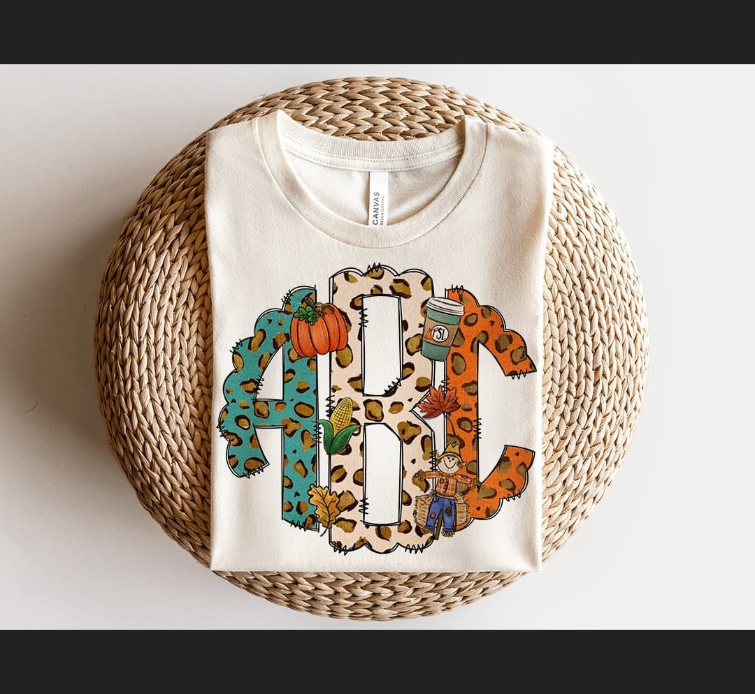 Custom Fall Leopard Print Monogram Names Direct to Film Transfer