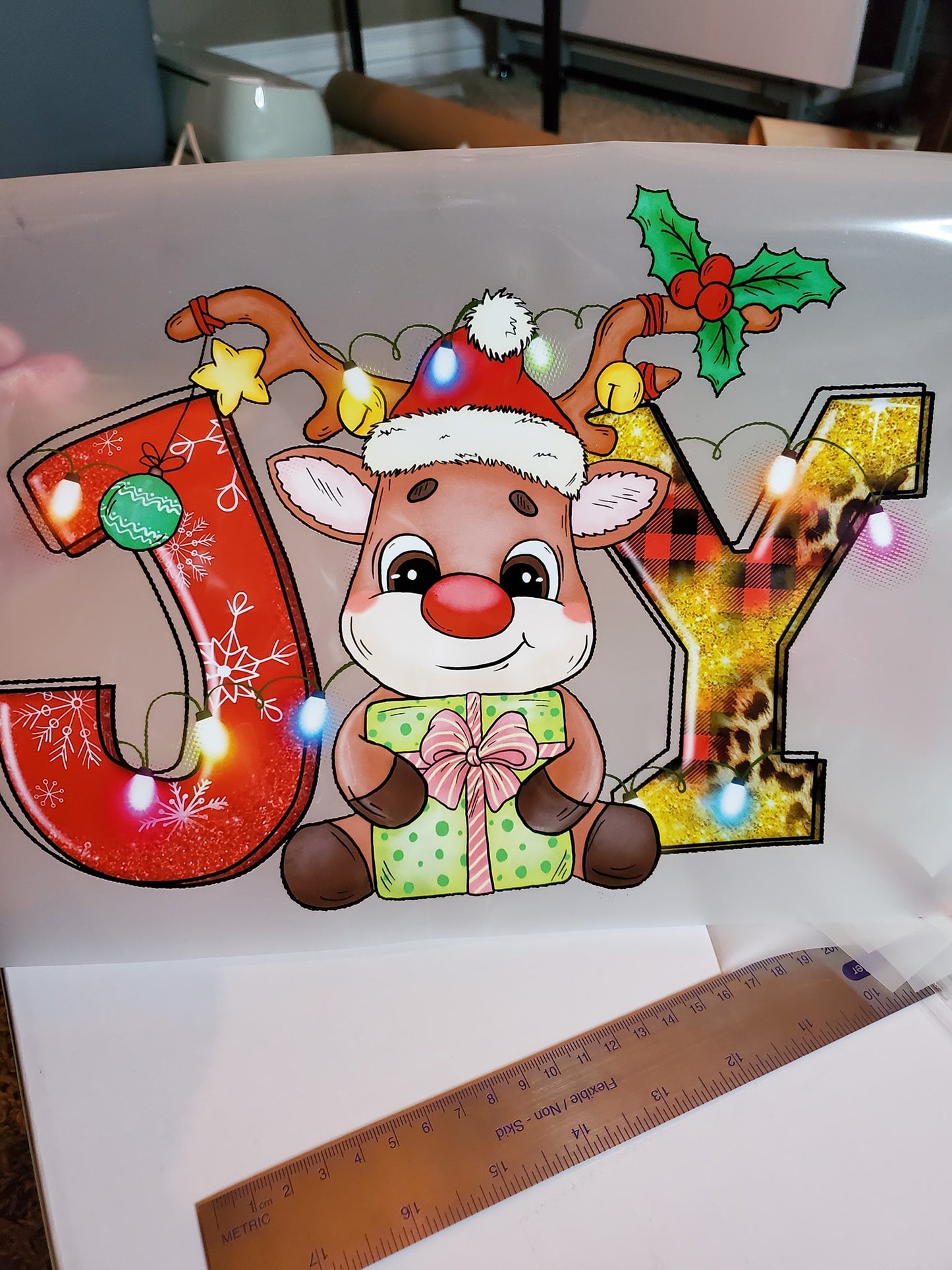 JOY Reindeer Christmas Direct to Film Transfer