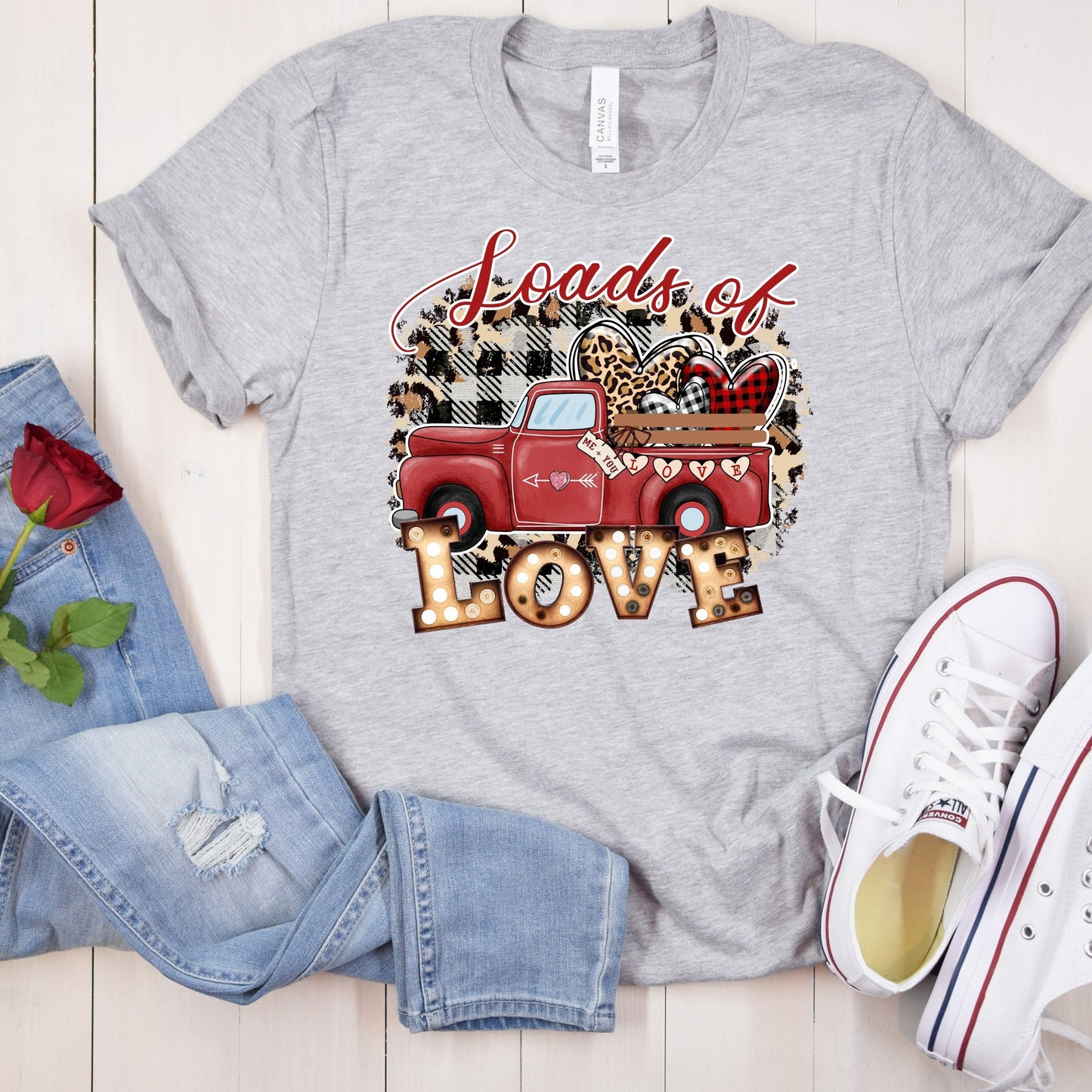 Loads of LOVE Truck Leopard Valentine's Day Direct to Film Transfer