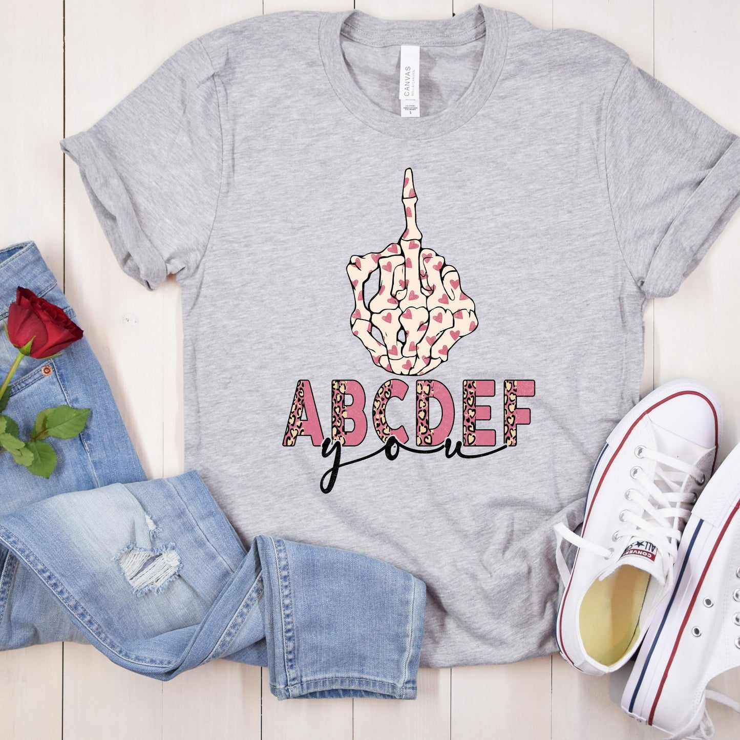 ABCDEFU Skeleton Middle Finger Print Direct to Film Transfer