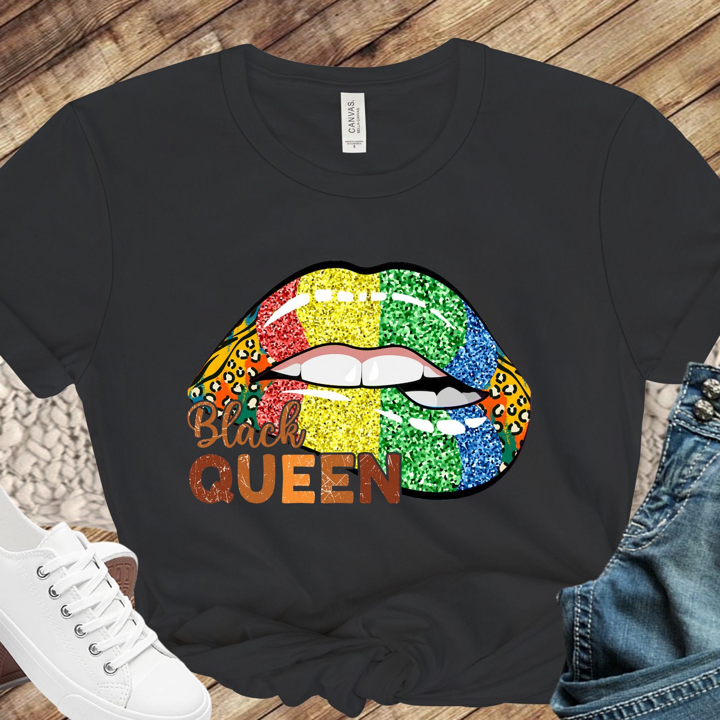 Lips Black Black Queen Direct to Film Transfer