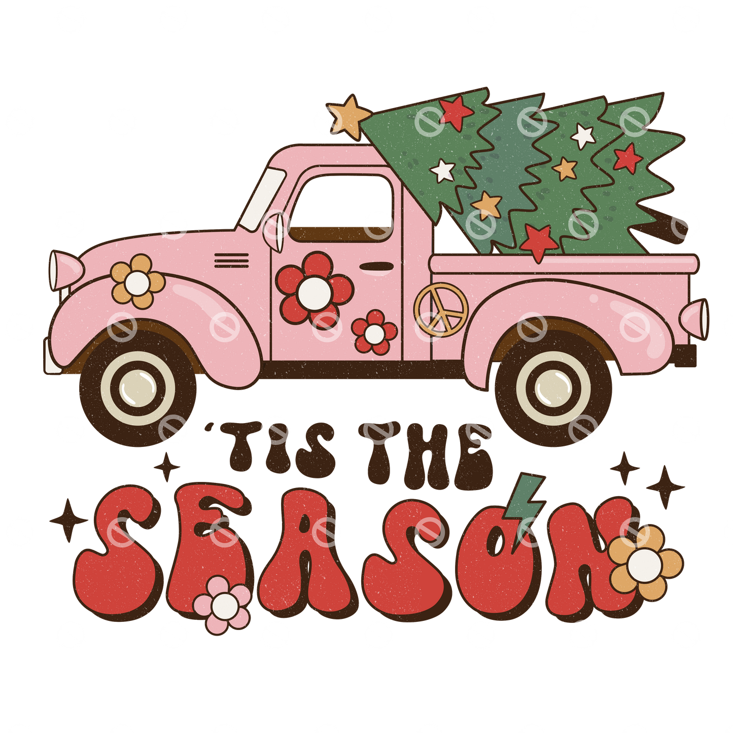 Tis The Season Retro Truck Direct to Film Transfer