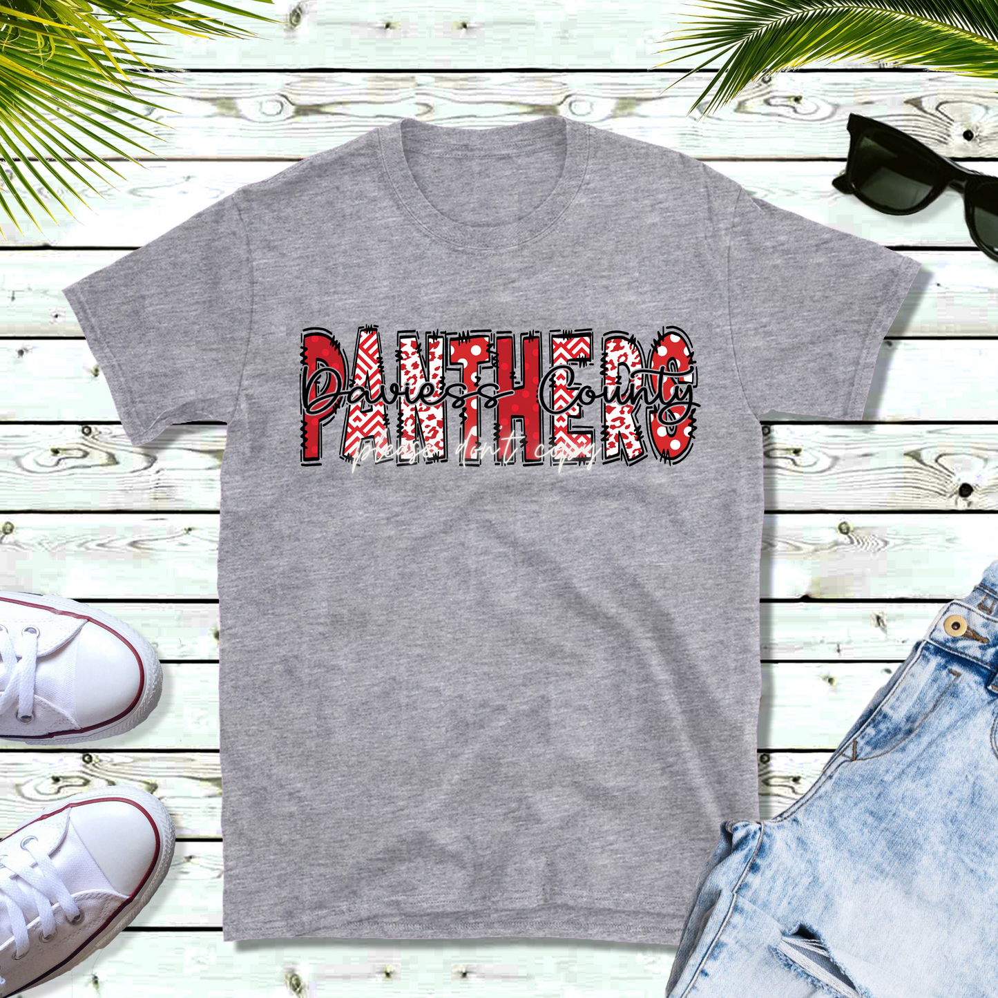 Team/Town Red& White Alpha Direct to Film Transfer