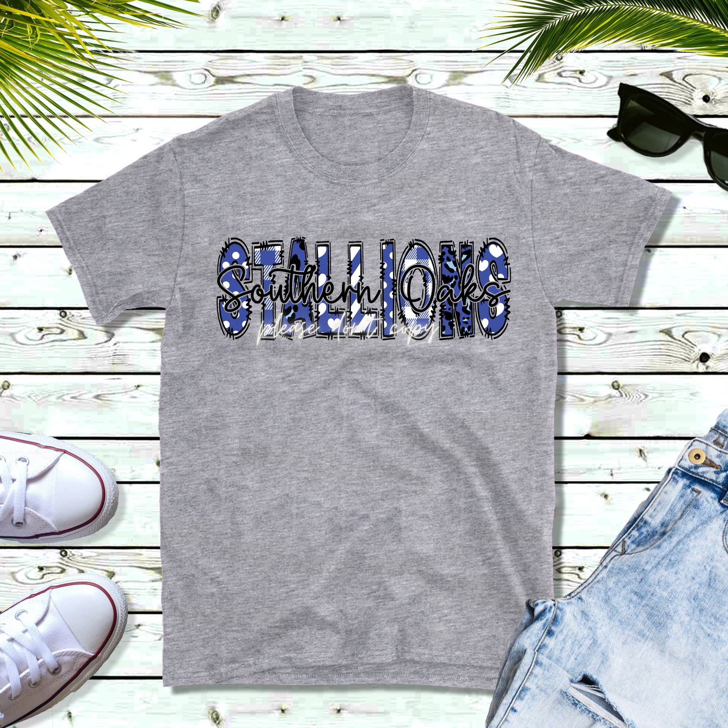 Team/Town Blue & White Alpha Direct to Film Transfer