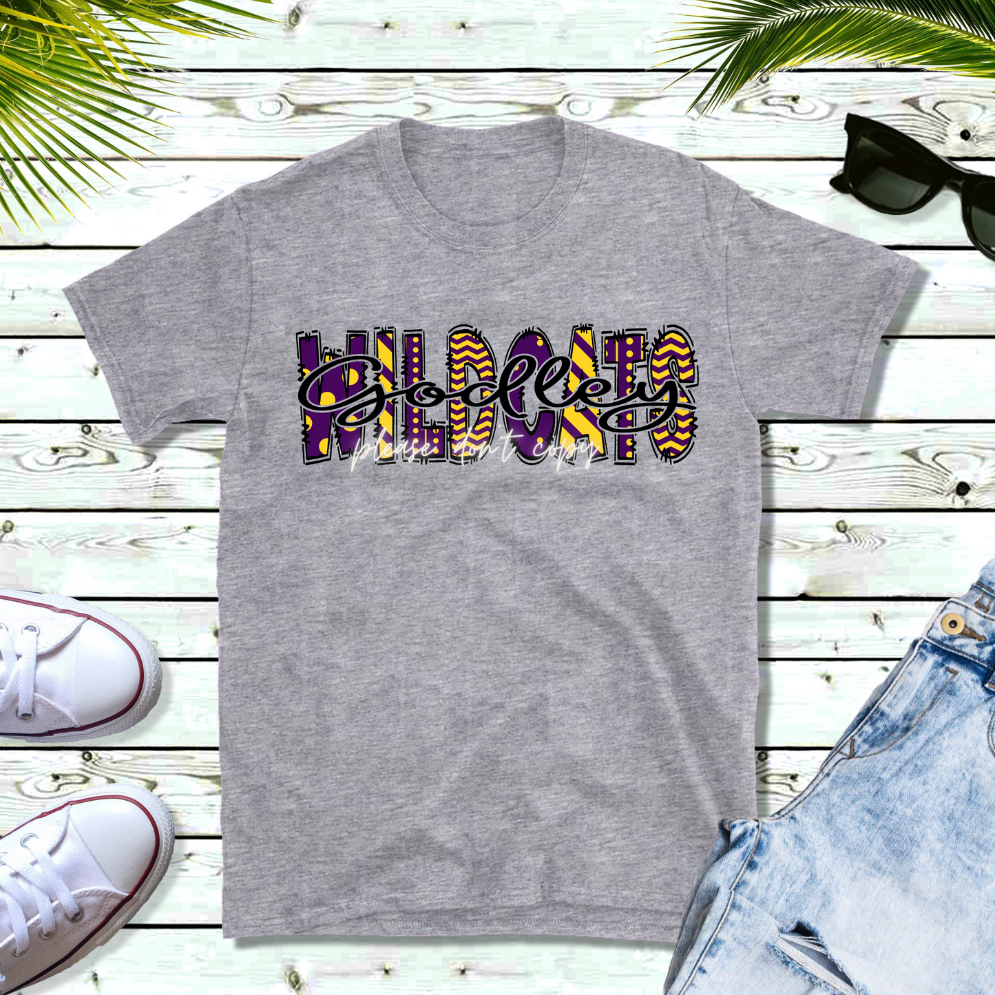 Team/Town Purple & Yellow Gold Alpha Direct to Film Transfer