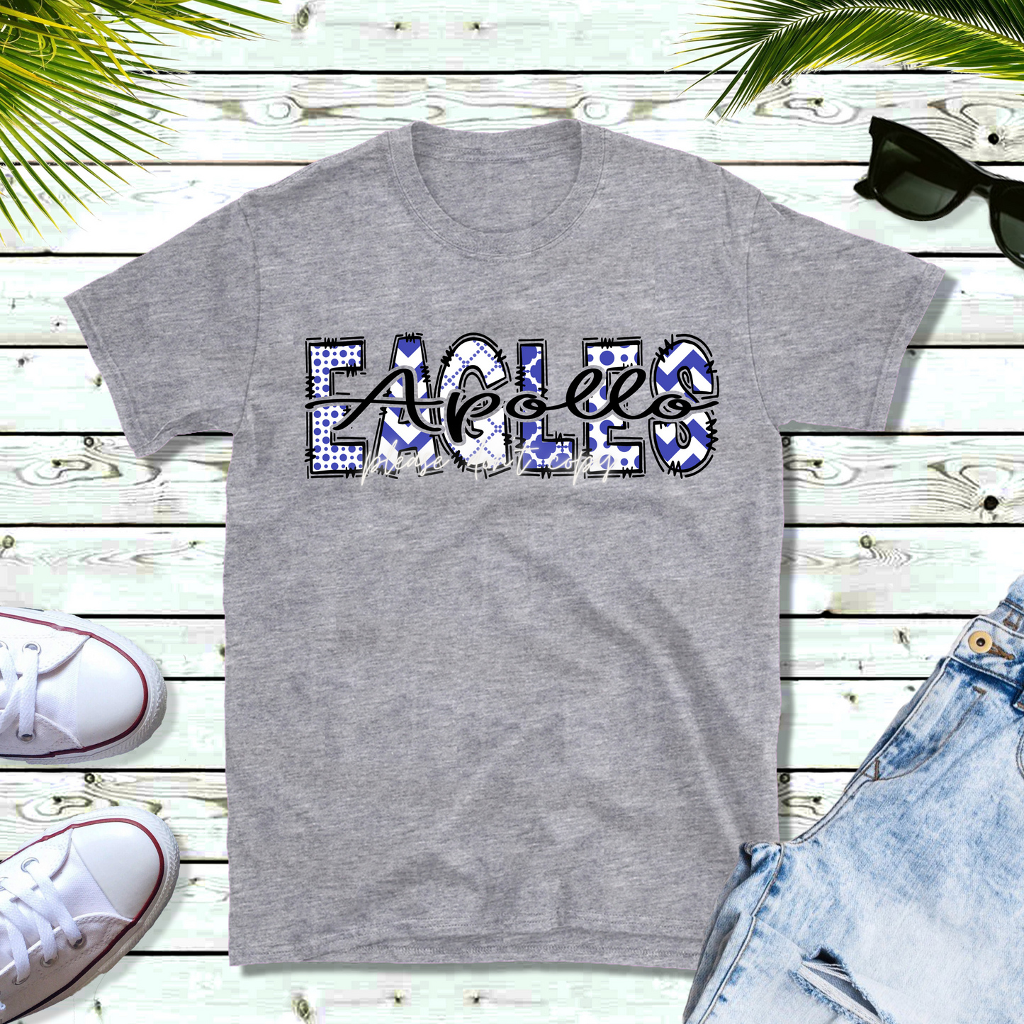 Team/Town Royal Blue & White Alpha Direct to Film Transfer