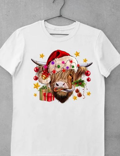 Cow Christmas Direct to Film Transfer