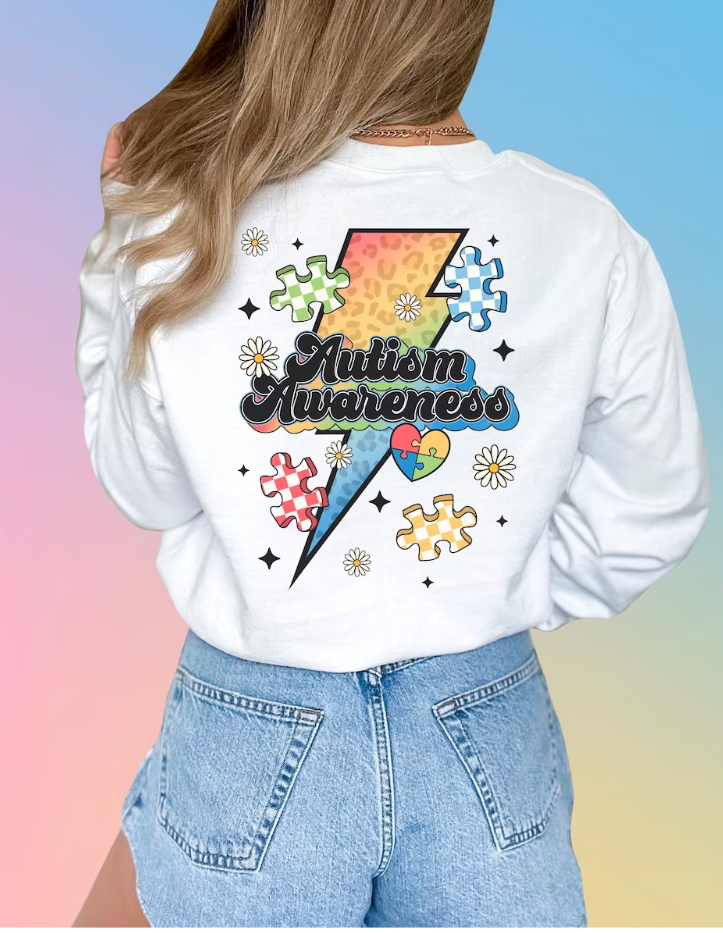 Lightning Bolt Autism Awareness Puzzle w/ Pocket Included