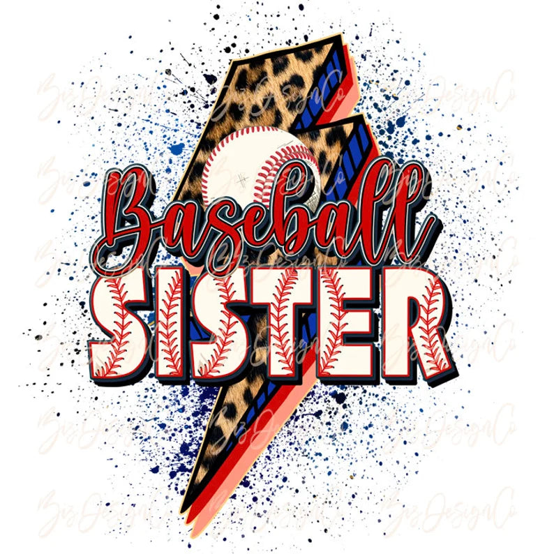 Baseball Sister Red/White/Blue Cheetah Leopard Baseball Direct to Film Transfer