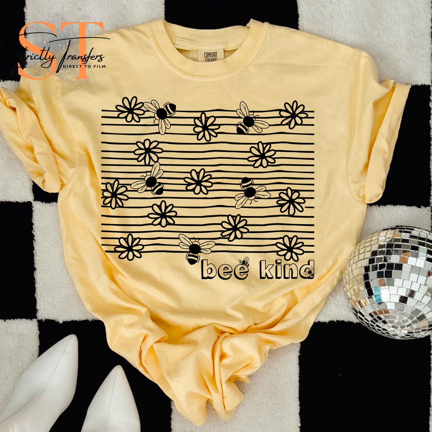 Bee Kind Lines Direct to Film Transfers