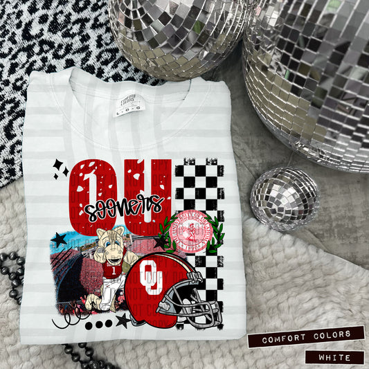 Oklahoma Red Football Collage Direct to Film Transfers