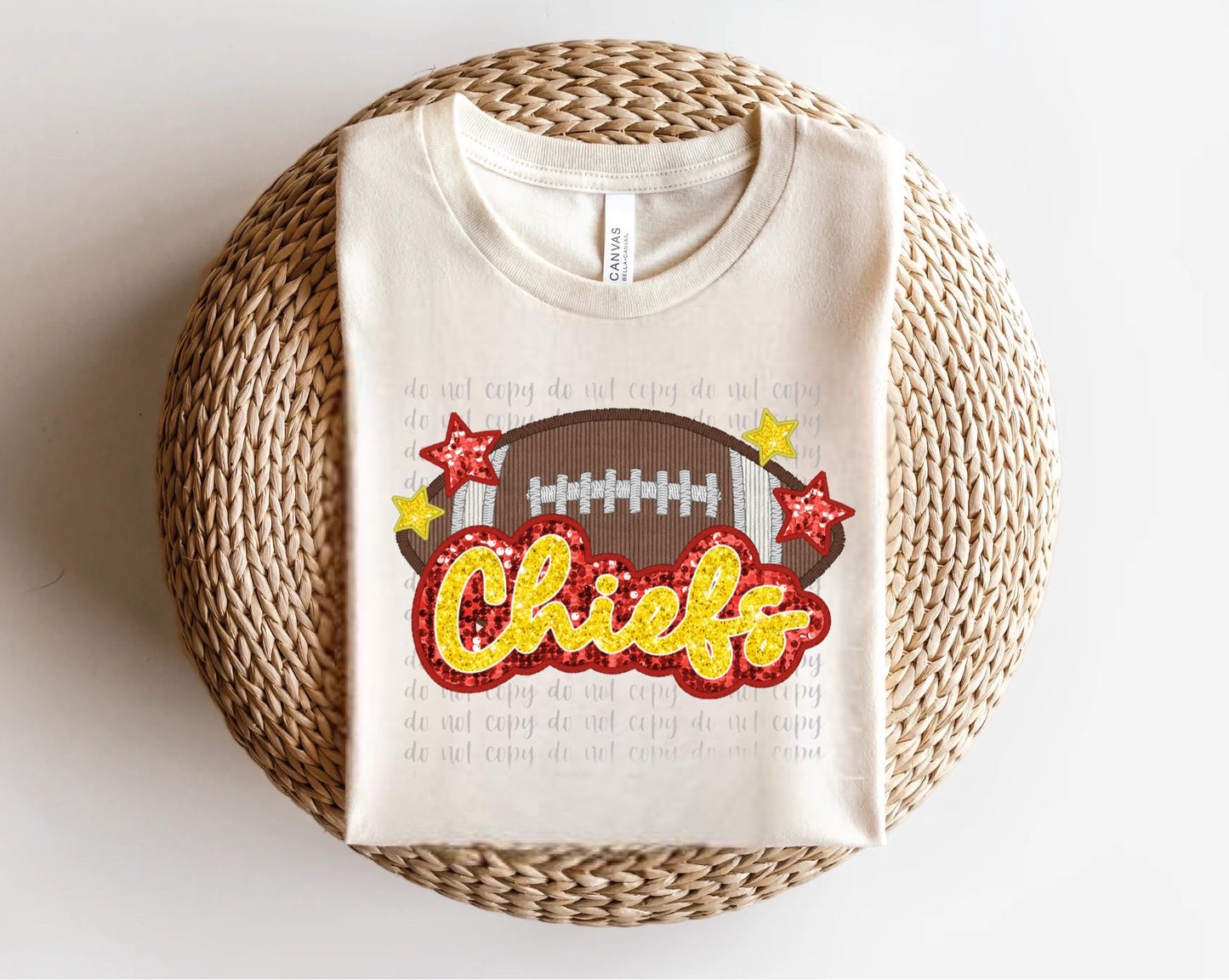 Kansas City Chiefs Football Glitter Patch Direct to Film Transfer