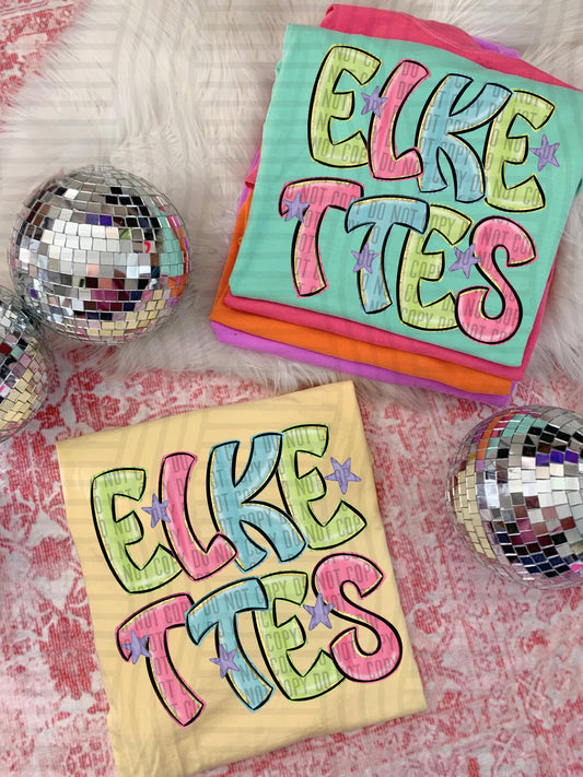 Elkettes Glitter Preppy Mascot Direct to Film Transfers