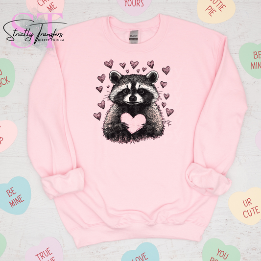 Racoon with Pink Hearts Direct to Film Transfers