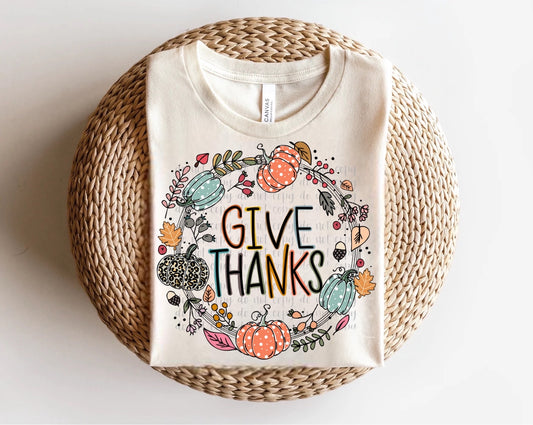 Give Thanks Wreath Direct to Film Transfer