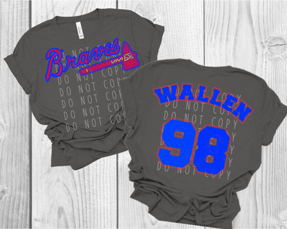 Wallen Braves Jersey FRONT ONLY Direct to Film Transfer