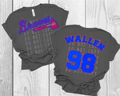 Wallen Braves Jersey BACK ONLY Direct to Film Transfer
