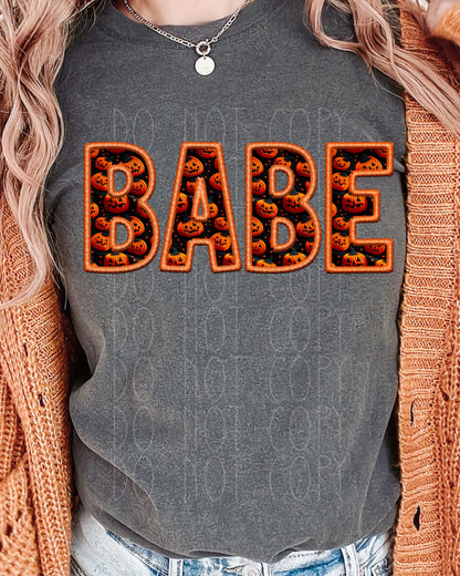 Embroidered BABE pumpkins Direct to Film Transfer