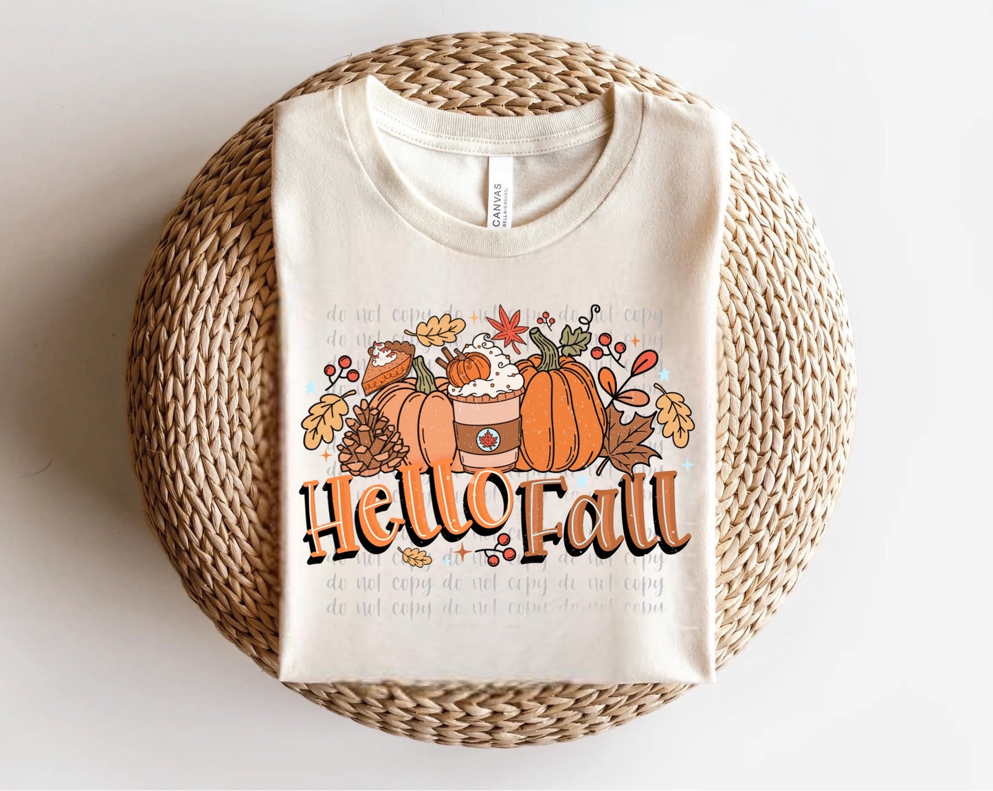 Hello Fall Pumpkin Latte Direct to Film Transfer