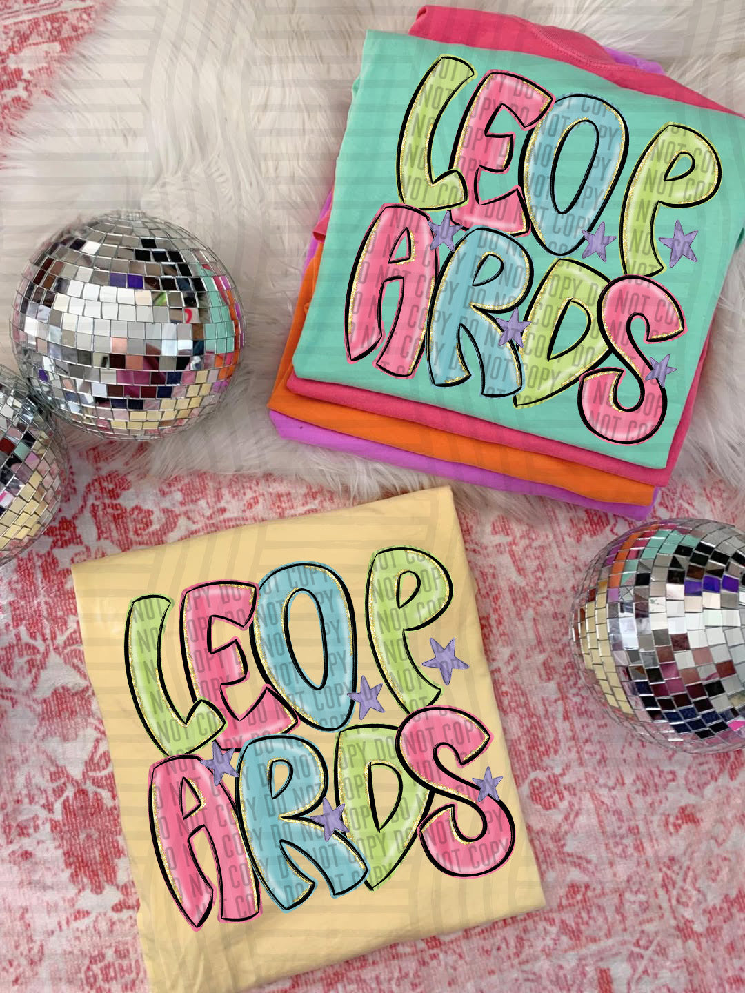 Leopards Glitter Preppy Mascot Direct to Film Transfers