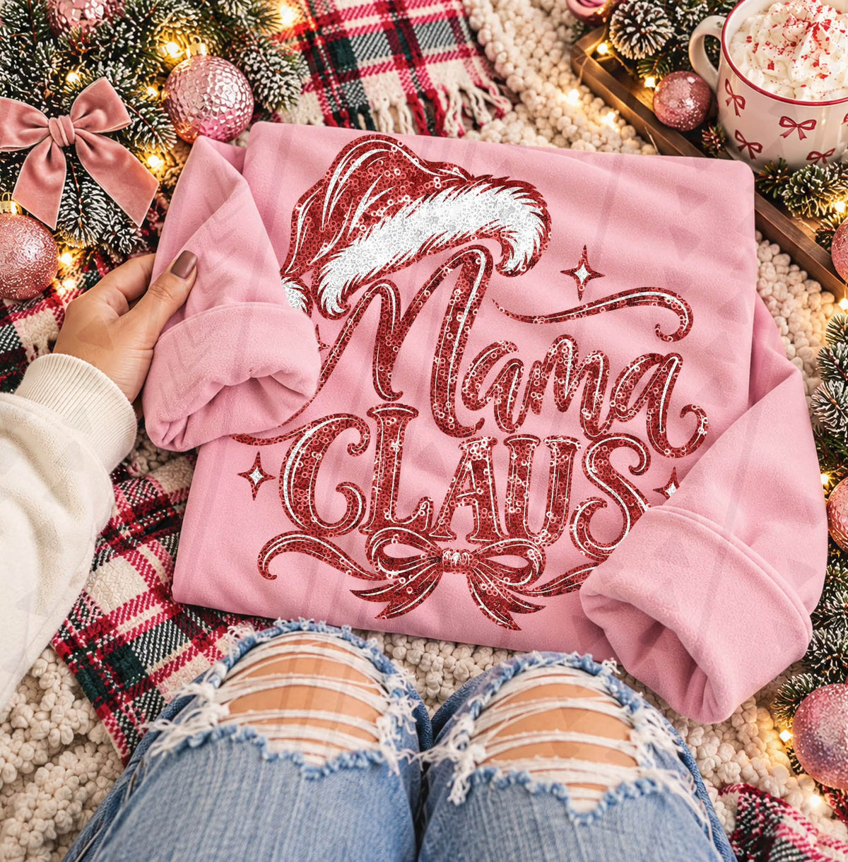 Mama Claus Faux Sequin Direct to Film Transfers