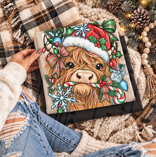 Christmas Highland Cow Direct to Film Transfers