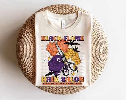 Black Flame Hair Salon Direct to Film Transfer