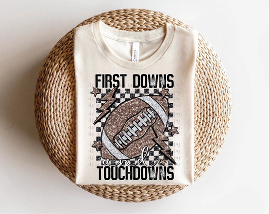 First Downs & Touchdowns Faux Glitter Direct to Film Transfer