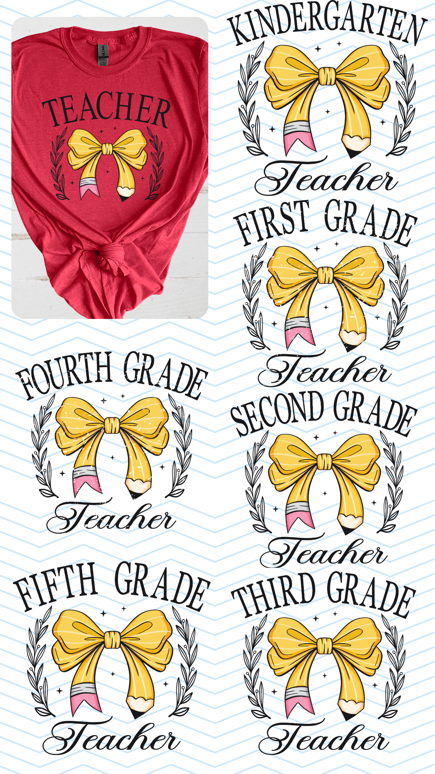 Teacher Varsity Coquette Pencil Bow Direct to Film Transfer