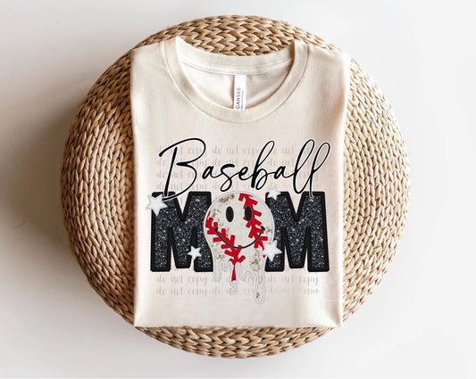 Baseball Mom Faux Patch Direct to Film Transfer