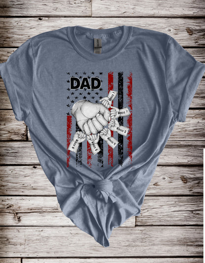 Dad Fist Bump Custom Names - Up to 6 Fists Direct to Film Transfer