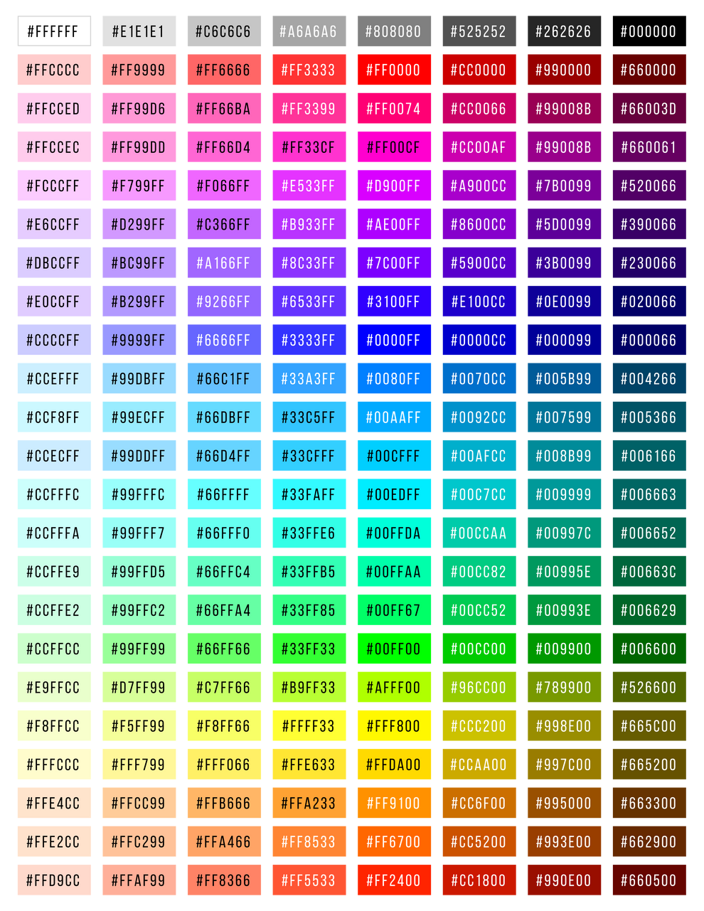 Direct to Film Color Chart with 184 Hex Codes – StrictlyTransfers